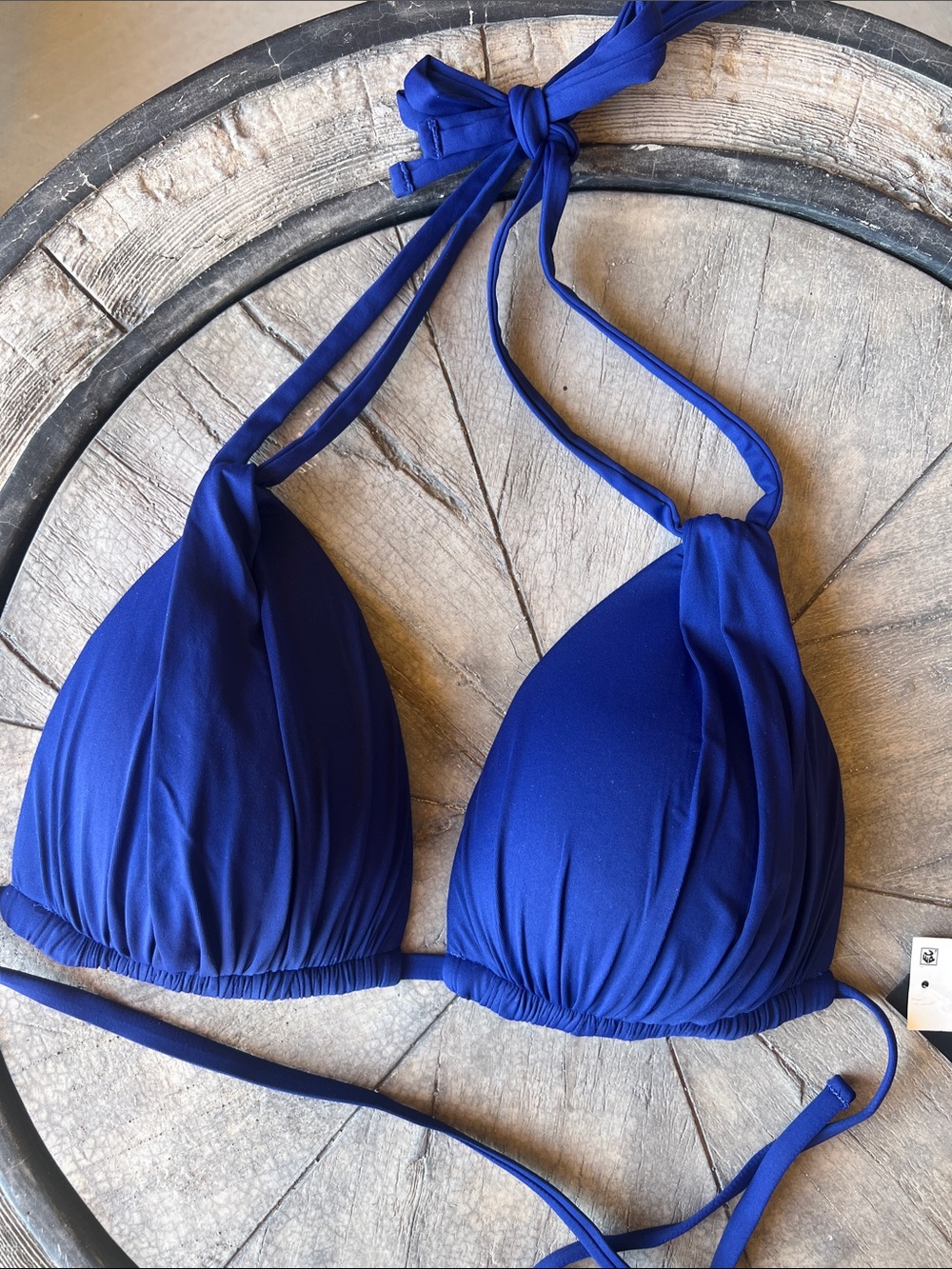 La Blanca Royal Blue Triangle Halter Bikini Top. B46 - Picture 3 of 7